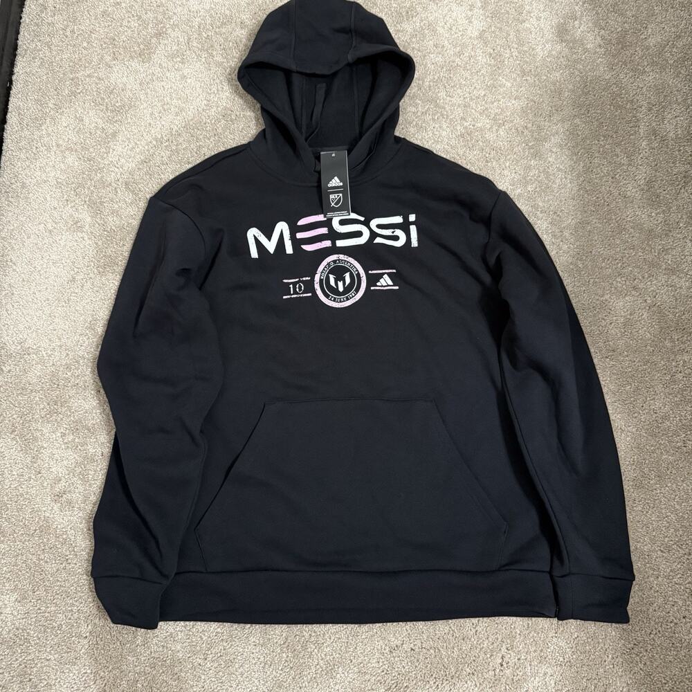 Adidas MLS Messi 10 Football Hoodie Fleece Black Jacket Official Licensed NWT M